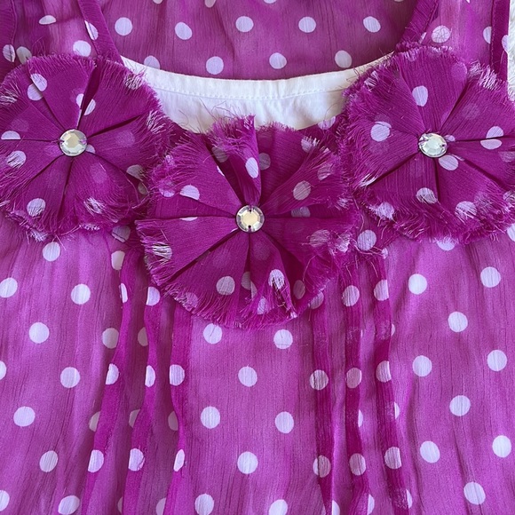 Scooter Brown Sheer Purple Tank Top with White Polka Dots ~ Girls M (10/12) - Picture 3 of 9